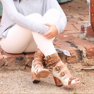 Free Bird | Bond White Snakeskin Heeled Sandals